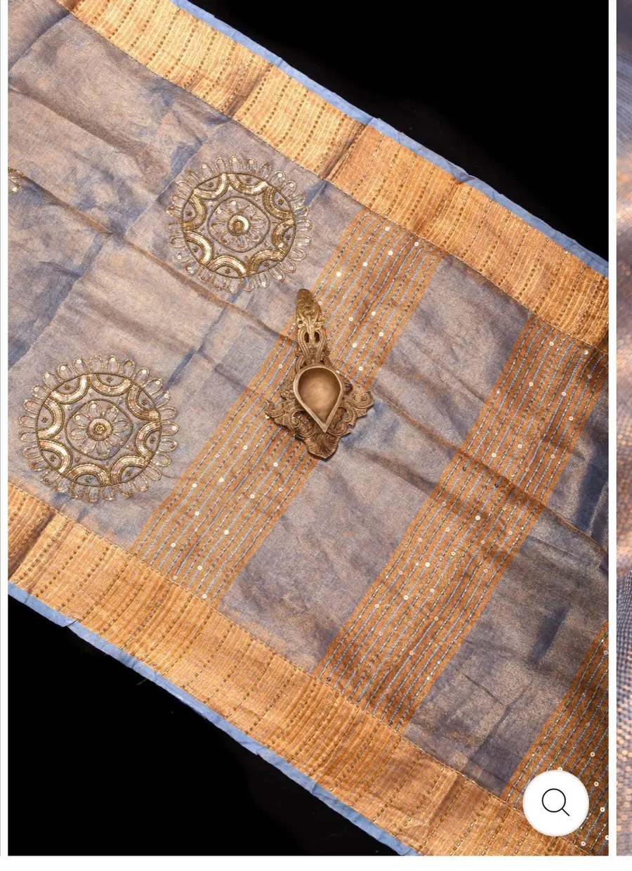 TISSUE LINEN SAREE WITH JARI